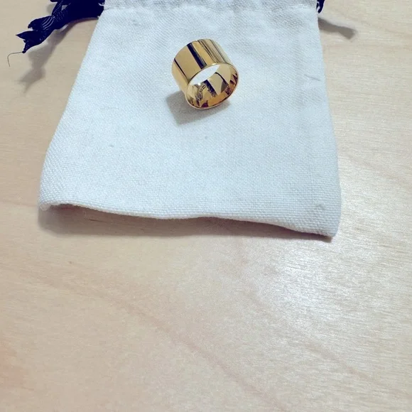 14k gold plated cigar band ring - Picture 1 of 3